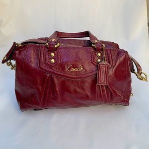 Coach crimson red ❤️ leather Ashley handbag 👜!